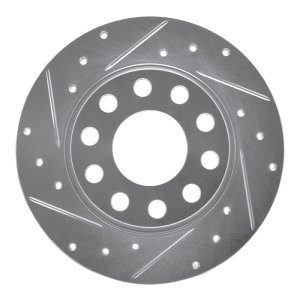Audi A4 Brake Rotor (1) - Rear Left - R1 Concepts - Drilled & Slotted - Silver - `00-`08 Audi A4 Brake Rotor (1) - Rear Left - R1 Concepts - Drilled & Slotted - Silver - `00-`08